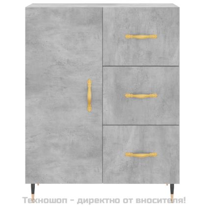 Висок шкаф, бетонно сив, 69,5x34x180 см, инженерно дърво