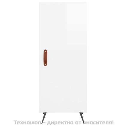 Висок шкаф, бял гланц, 34,5x34x180 см, инженерно дърво