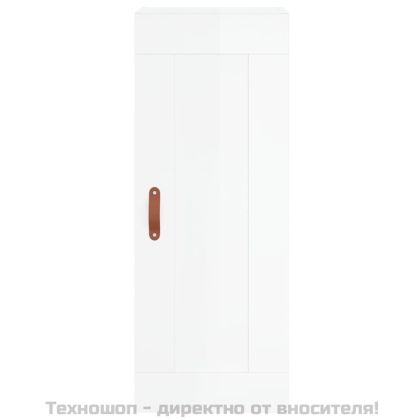 Висок шкаф, бял гланц, 34,5x34x180 см, инженерно дърво
