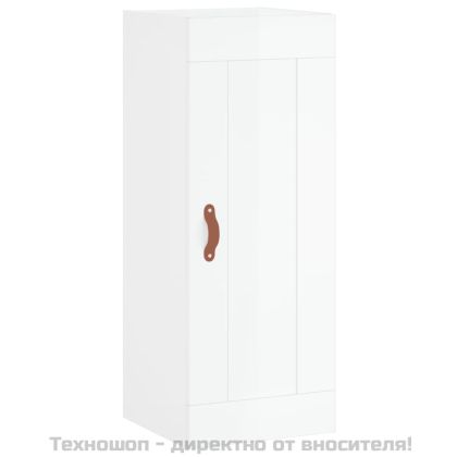 Висок шкаф, бял гланц, 34,5x34x180 см, инженерно дърво