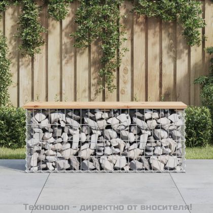 Градинска пейка дизайн габион 103x31,5x42 см борово дърво масив