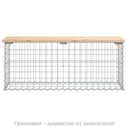 Градинска пейка дизайн габион 103x31,5x42 см борово дърво масив
