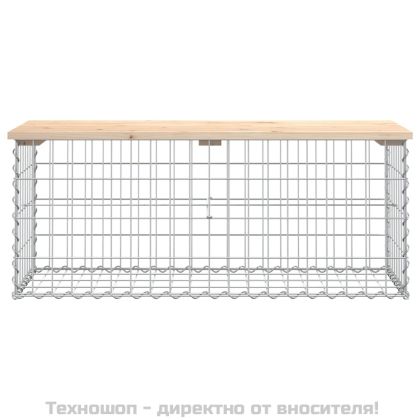 Градинска пейка габионен дизайн 103x44x42 см борово дърво масив