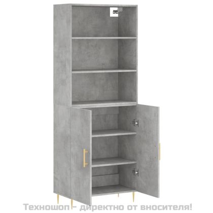 Висок шкаф, бетонно сив, 69,5x34x180 см, инженерно дърво