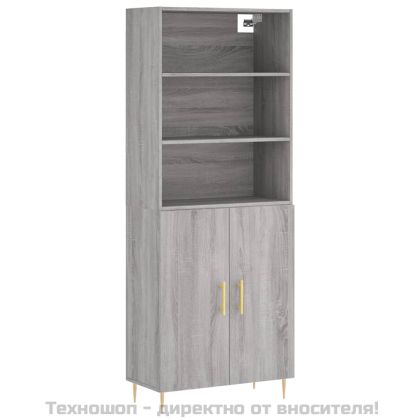 Висок шкаф, сив сонома, 69,5x34x180 см, инженерно дърво
