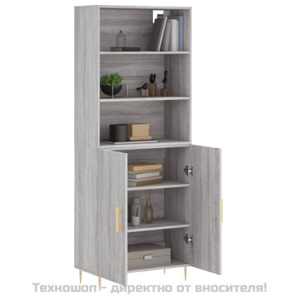Висок шкаф, сив сонома, 69,5x34x180 см, инженерно дърво