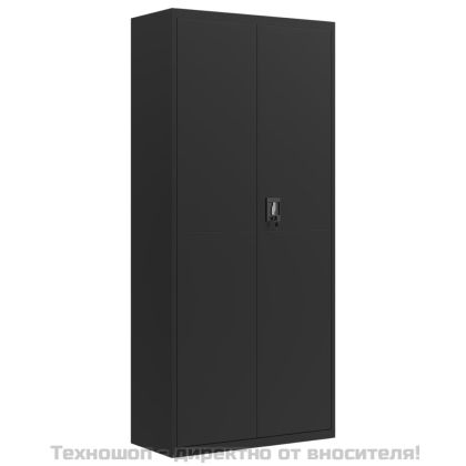 Шкаф за папки черен 90x40x200 см стомана