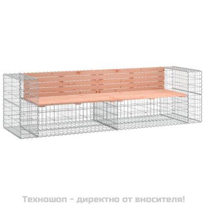 Градинска пейка габион 244x71x65,5 см дугласко дърво масив