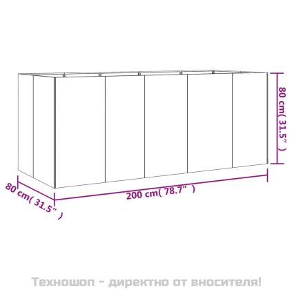 Градинска повдигната леха 200x80x80 см кортенова стомана