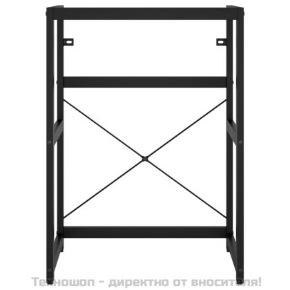 Рамка за мивка за баня с вграден умивалник, черна, желязна