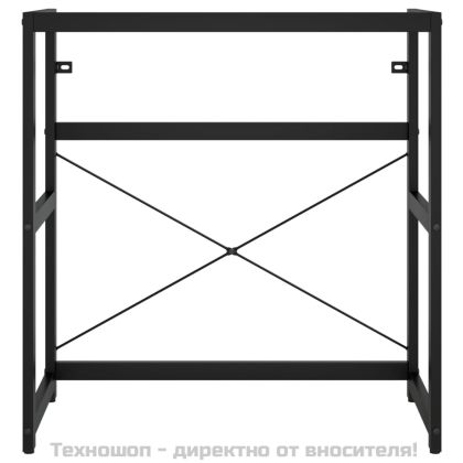 Рамка за мивка за баня с вграден умивалник, черна, желязна