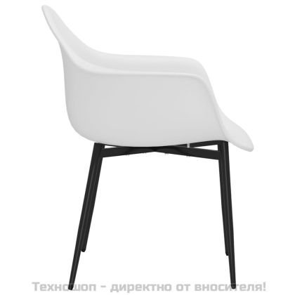 Трапезни столове, 4 бр, бели, PP