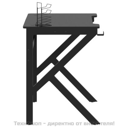 Гейминг бюро с K-образни крака, черно, 90x60x75 см
