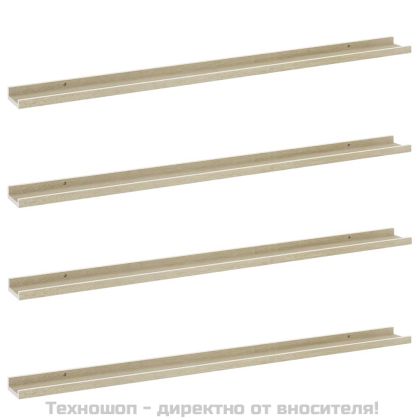 Стенни рафтове, 4 бр, бяло и сонома дъб, 115x9x3 см