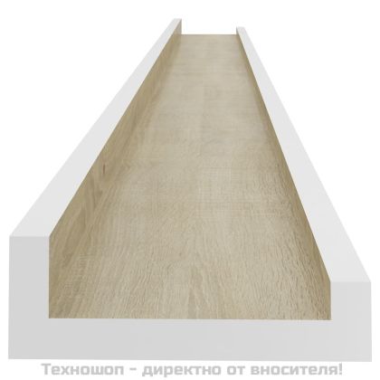 Стенни рафтове, 4 бр, бяло и сонома дъб, 115x9x3 см