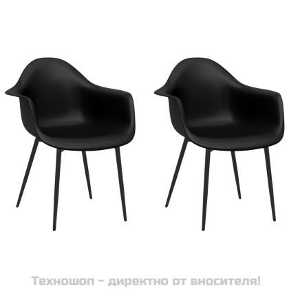 Трапезни столове, 2 бр, черни, PP