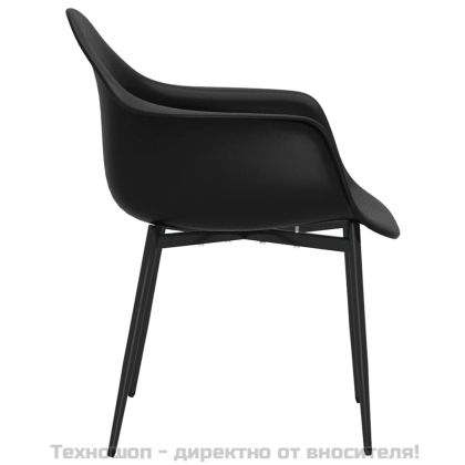 Трапезни столове, 2 бр, черни, PP