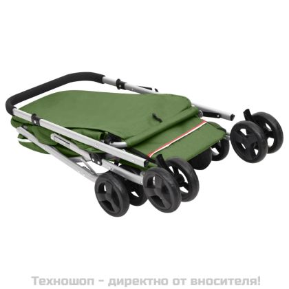 Сгъваема количка за кучета, зелена, 100x49x96 см, ленен плат