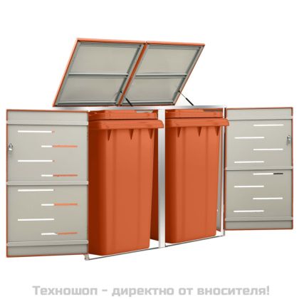 Двоен навес за кофа за смет 138x77,5x112,5 см инокс