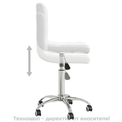 Въртящ се трапезен стол, бял, изкуствена кожа