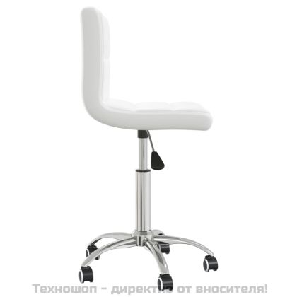 Въртящ се трапезен стол, бял, изкуствена кожа