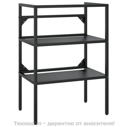 Рамка за мивка за баня с вграден умивалник, черна, желязна