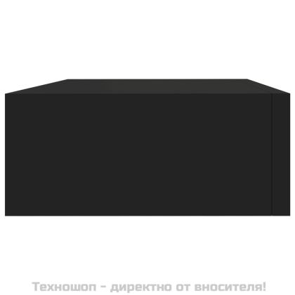 Стенен рафт с чекмедже, черен, 40x23,5x10 см, МДФ
