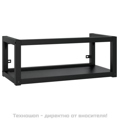 Рамка за мивка за баня стенен монтаж черна 79x38x31 см желязо