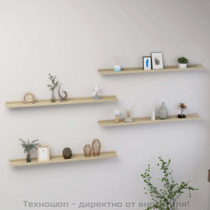 Стенни рафтове, 4 бр, сонома дъб, 100x9x3 см