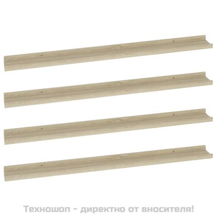 Стенни рафтове, 4 бр, сонома дъб, 100x9x3 см