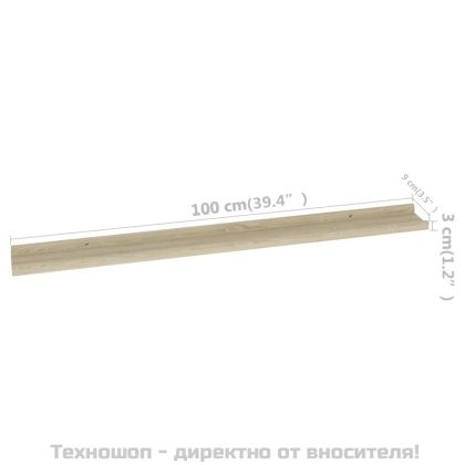 Стенни рафтове, 4 бр, сонома дъб, 100x9x3 см
