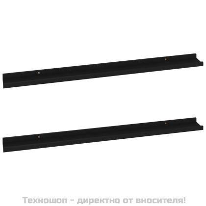 Стенни рафтове, 2 бр, черни, 100x9x3 см
