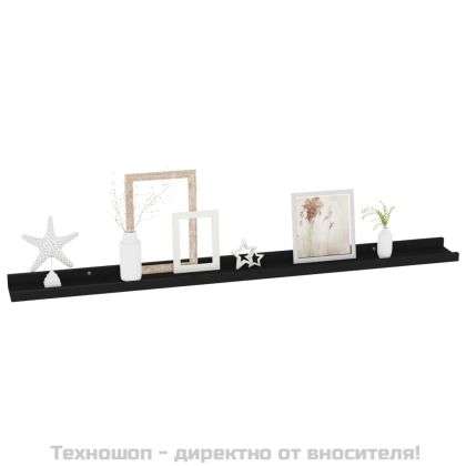 Стенни рафтове, 2 бр, черни, 100x9x3 см