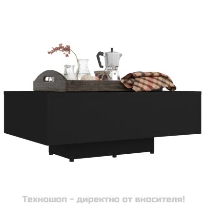 Маса за кафе, черна, 85x55x31 см, инженерно дърво