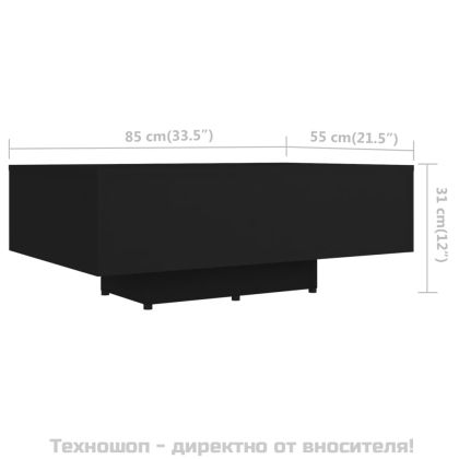 Маса за кафе, черна, 85x55x31 см, инженерно дърво
