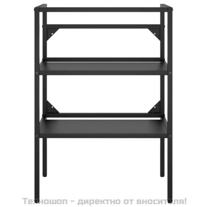 Рамка за мивка за баня, черна, 59x38x83 см, желязо