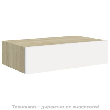 Стенни рафтове с чекмеджета 2 бр дъб и бял 40x23,5x10 см МДФ