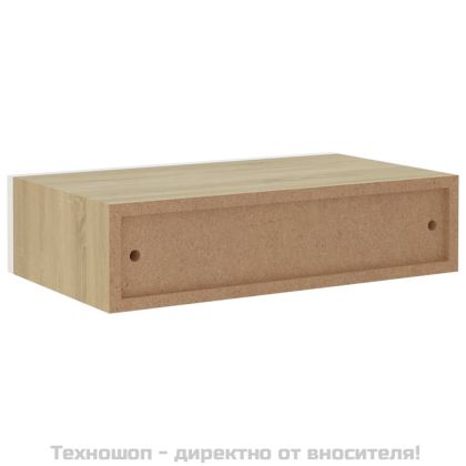 Стенни рафтове с чекмеджета 2 бр дъб и бял 40x23,5x10 см МДФ