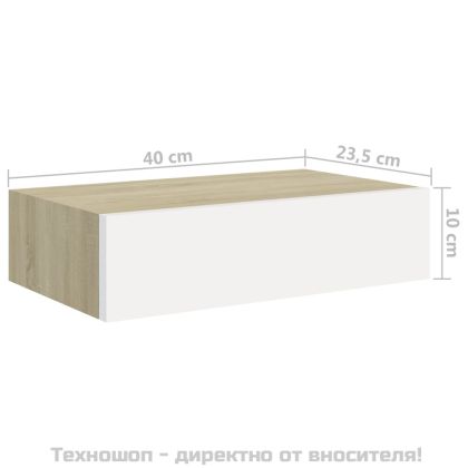 Стенни рафтове с чекмеджета 2 бр дъб и бял 40x23,5x10 см МДФ