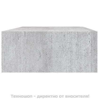 Стенен рафт с чекмедже, бетонно сив, 40x23,5x10 см, МДФ
