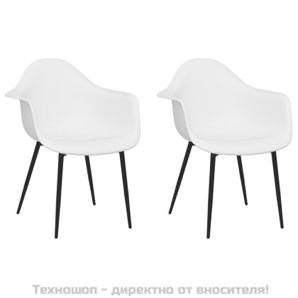 Трапезни столове, 2 бр, бели, PP