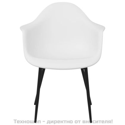 Трапезни столове, 2 бр, бели, PP