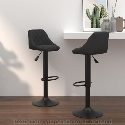 Бар табуретки, 2 бр, черни, кадифе