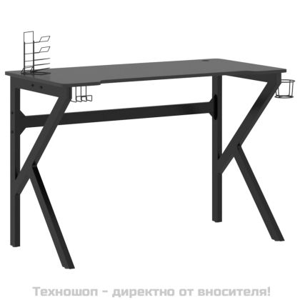 Гейминг бюро с K-образни крака, черно, 110x60x75 см