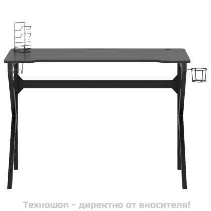 Гейминг бюро с K-образни крака, черно, 110x60x75 см