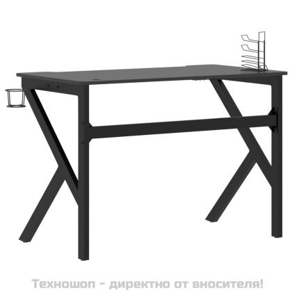 Гейминг бюро с K-образни крака, черно, 110x60x75 см