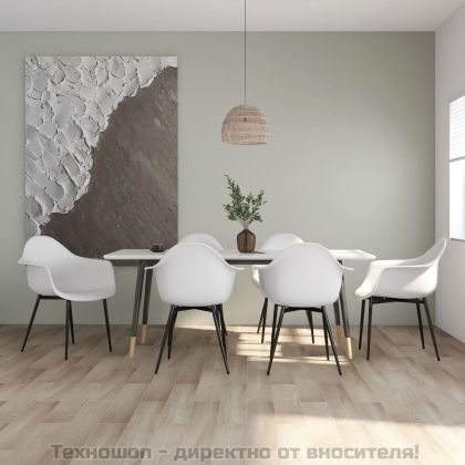 Трапезни столове, 6 бр, бели, PP