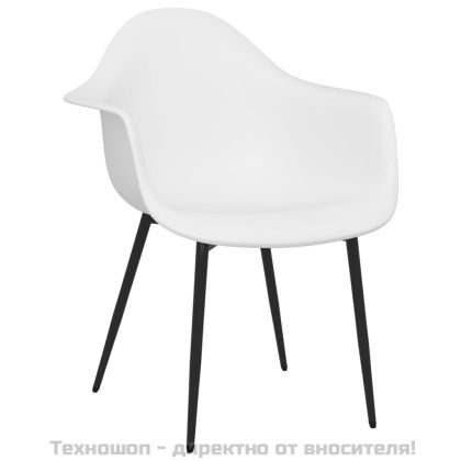 Трапезни столове, 6 бр, бели, PP