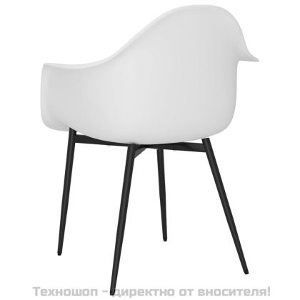Трапезни столове, 6 бр, бели, PP