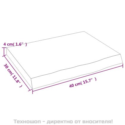 Стенен рафт, 40x30x(2-4) см, необработен масивен дъб